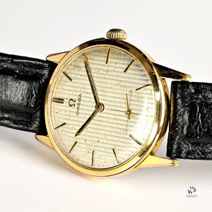 Omega Gold Plated Dress Watch - Ribbon Dial - Model Ref: 121.001 - 196 Vintage Watch Specialist Omega Gold Plated Dress Watch - Ribbon Dial - Model Ref: 121.001 - 196 Vintage Watch Specialist