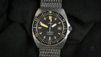 Omega Seamaster 120 Baby Ploprof - Model Reference 166.0250 - On Mesh Seatbelt Bracelet - c.1979 - Vintage Watch Specialist