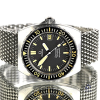 Omega Seamaster 120 Baby Ploprof - Model Reference 166.0250 - On Mesh Seatbelt Bracelet - c.1979 - Vintage Watch Specialist