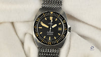 Omega Seamaster 120 Baby Ploprof - Model Reference 166.0250 - On Mesh Seatbelt Bracelet - c.1979 - Vintage Watch Specialist