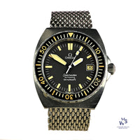 Omega Seamaster 120 Baby Ploprof - Model Reference 166.0250 - On Mesh Seatbelt Bracelet - c.1979 - Vintage Watch Specialist