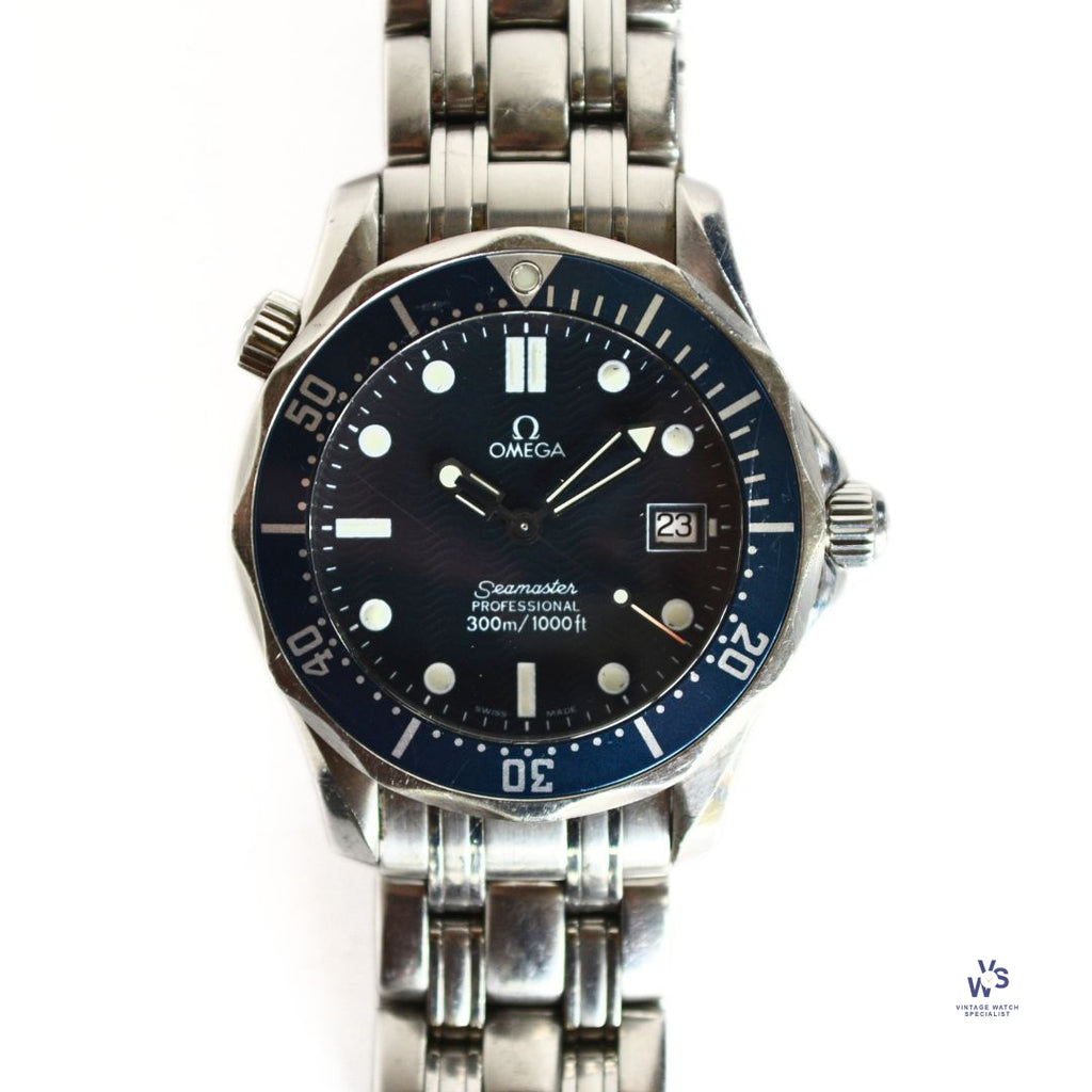 Omega - Seamaster 300 Professional - Quartz - Mid Size - Blue Wave Dial - Model Ref: 196.1522 - c.1998 - Vintage Watch Specialist