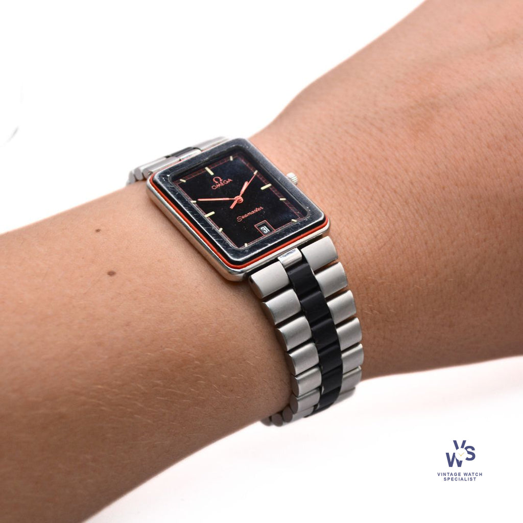 Omega - Seamaster - Quartz Calendar - Reference 396 1004 - B/R Tank Case - c.1982 - Vintage Watch Specialist
