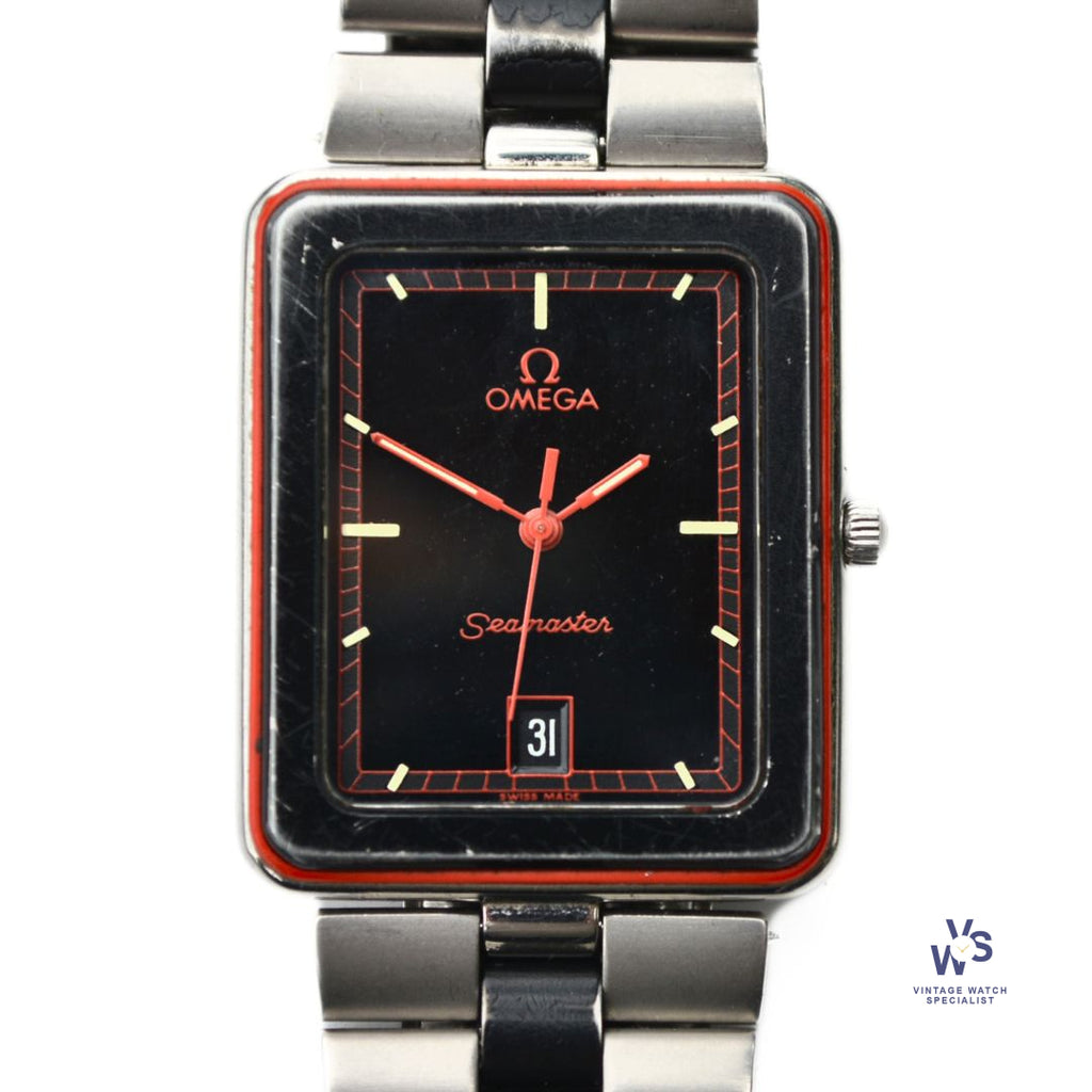 Omega - Seamaster - Quartz Calendar - Reference 396 1004 - B/R Tank Case - c.1982 - Vintage Watch Specialist