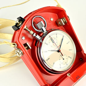 Omega - Split Second ’Rattrapante’ - Olympic Timer/Pocket Watch - Red Carry Case Marked Marconi - circa 1960 - Vintage Watch Specialist