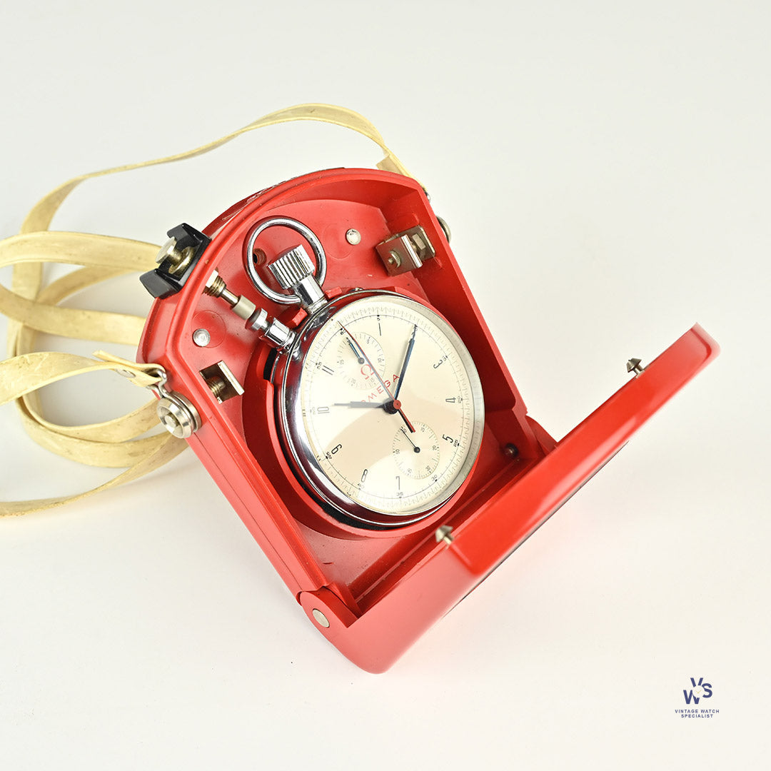Omega Split Second Rattrapante Olympic Timer Pocket Watch Red Vintage Watch Specialist