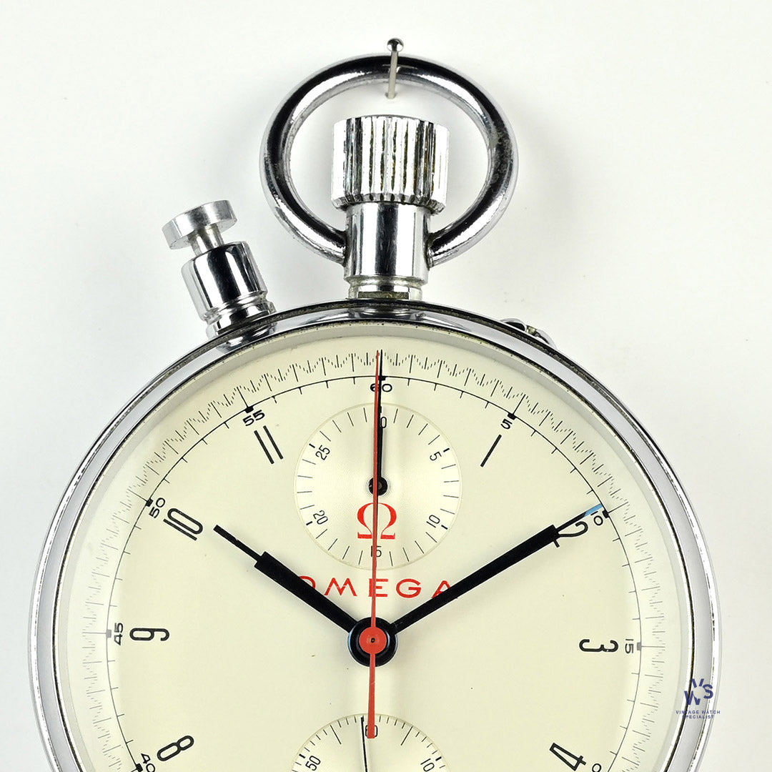 Omega Split Second Rattrapante Olympic Timer Pocket Watch Red Vintage Watch Specialist