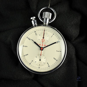 Omega - Split Second ’Rattrapante’ - Olympic Timer/Pocket Watch - Red Carry Case Marked Marconi - circa 1960 - Vintage Watch Specialist