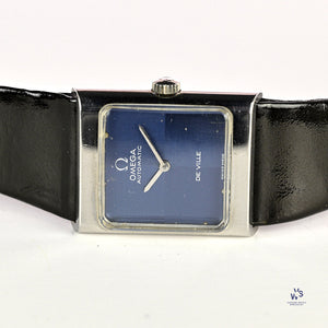 Omega Square Dial (Blue) two-tone Deville Automatic - Model ref: 551.0069 - c.1973 - Vintage Watch Specialist