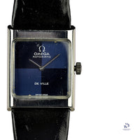 Omega Square Dial (Blue) two-tone Deville Automatic - Model ref: 551.0069 - c.1973 - Vintage Watch Specialist