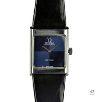 Omega Square Dial (Blue) two-tone Deville Automatic - Model ref: 551.0069 - c.1973 - Vintage Watch Specialist