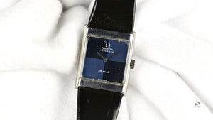 Omega Square Dial (Blue) two-tone Deville Automatic - Model ref: 551.0069 - c.1973 - Vintage Watch Specialist