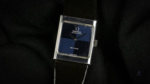 Omega Square Dial (Blue) two-tone Deville Automatic - Model ref: 551.0069 - c.1973 - Vintage Watch Specialist