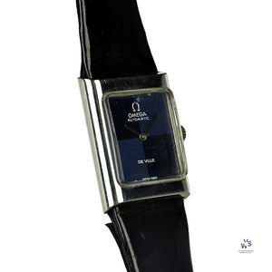 Omega Square Dial (Blue) two-tone Deville Automatic - Model ref: 551.0069 - c.1973 - Vintage Watch Specialist