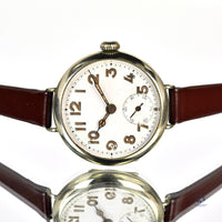 Oversized Military Trench Watch - White Metal Case - Superb Condition - Vintage Watch Specialist