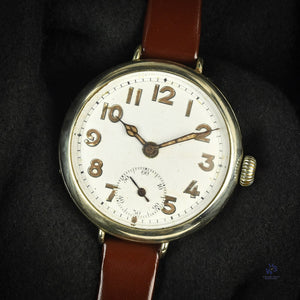 Oversized Military Trench Watch - White Metal Case - Superb Condition - Vintage Watch Specialist