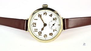 Oversized Military Trench Watch - White Metal Case - Superb Condition - Vintage Watch Specialist