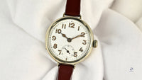 Oversized Military Trench Watch - White Metal Case - Superb Condition - Vintage Watch Specialist