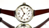 Oversized Military Trench Watch - White Metal Case - Superb Condition - Vintage Watch Specialist