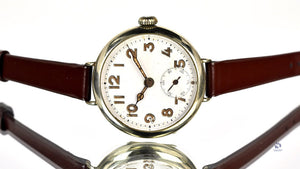 Oversized Military Trench Watch - White Metal Case - Superb Condition - Vintage Watch Specialist