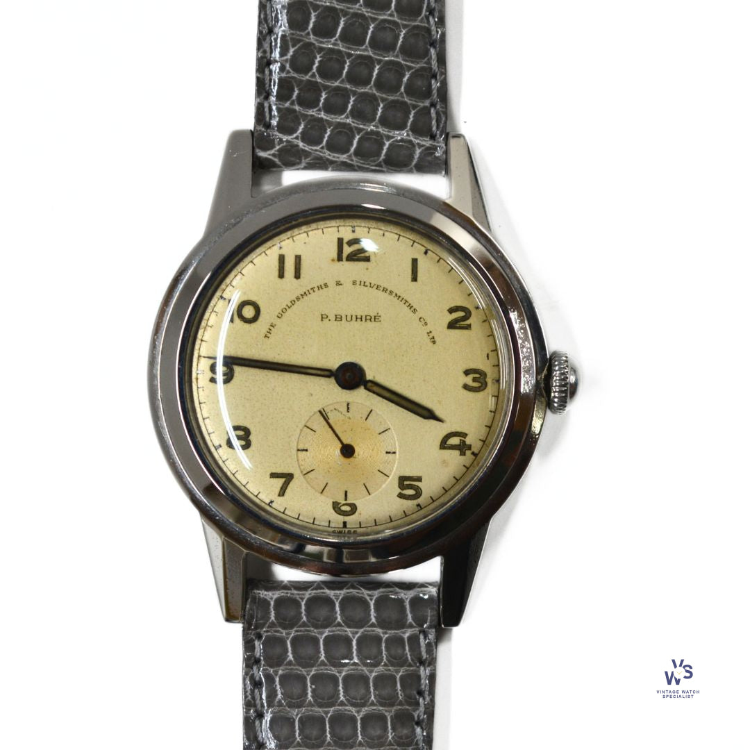 Pavel Buhre NOS 20 Year Presentation Watch Stepped Bezel c.1949 Vintage Watch Specialist