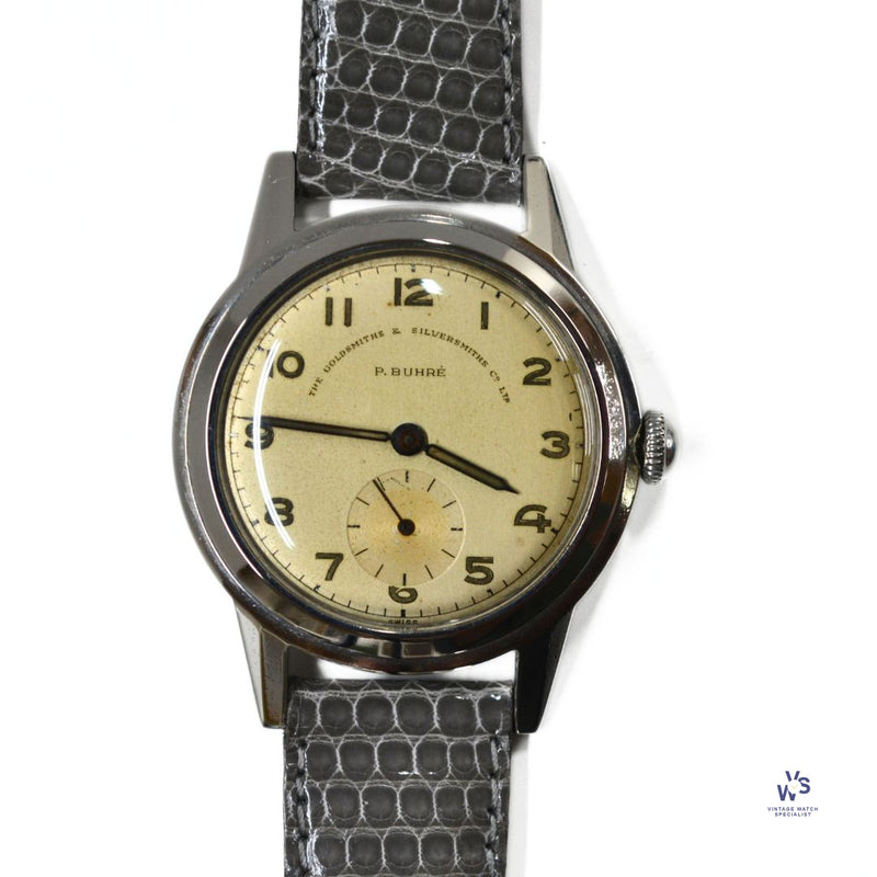 Pavel Buhre NOS 20 Year Presentation Watch Stepped Bezel c.1949 Vintage Watch Specialist