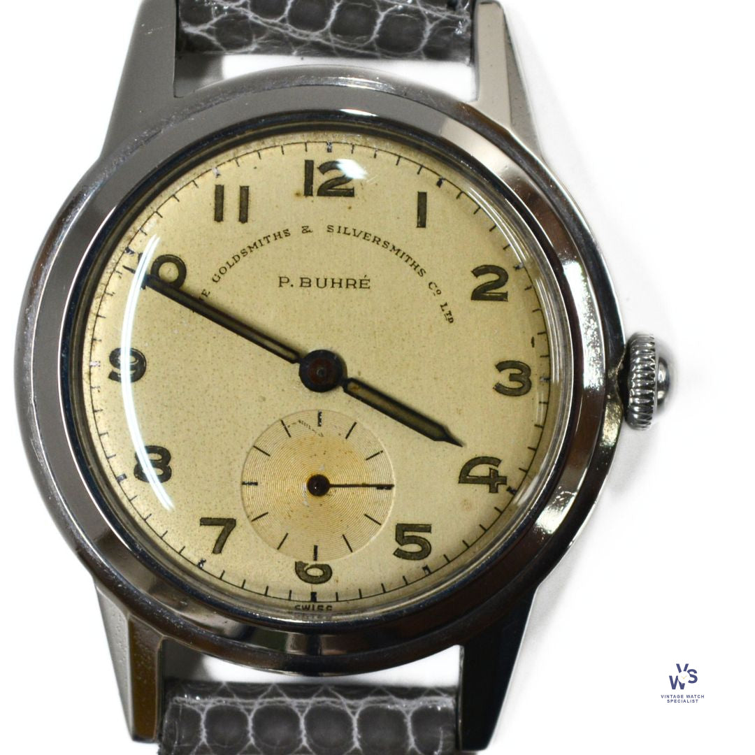 Pavel Buhre NOS 20 Year Presentation Watch Stepped Bezel c.1949 Vintage Watch Specialist