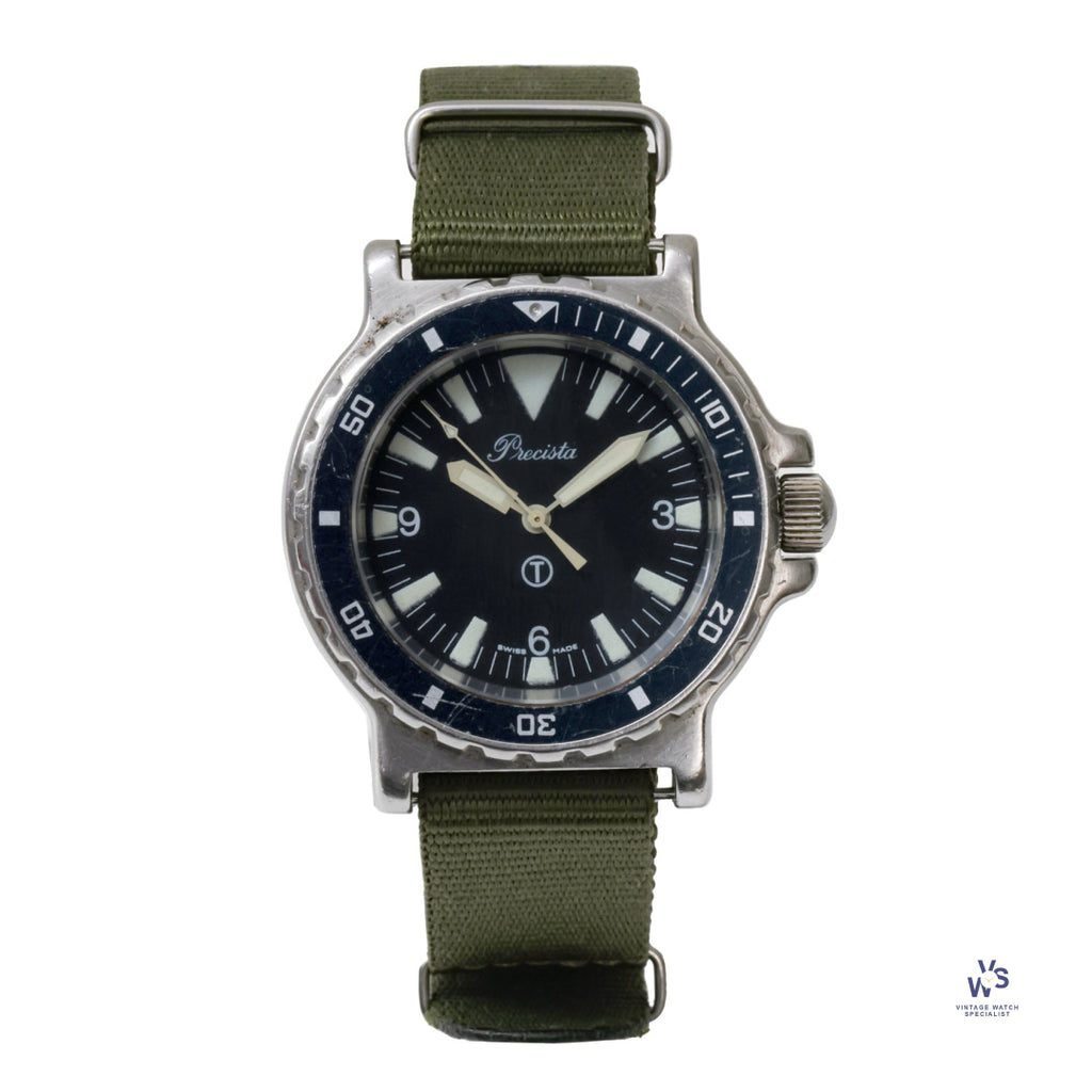 Precista Royal Navy Issued Dive Watch - Big Triangle Dial - Caseback Marked 6645-99-75733 - Vintage Watch Specialist