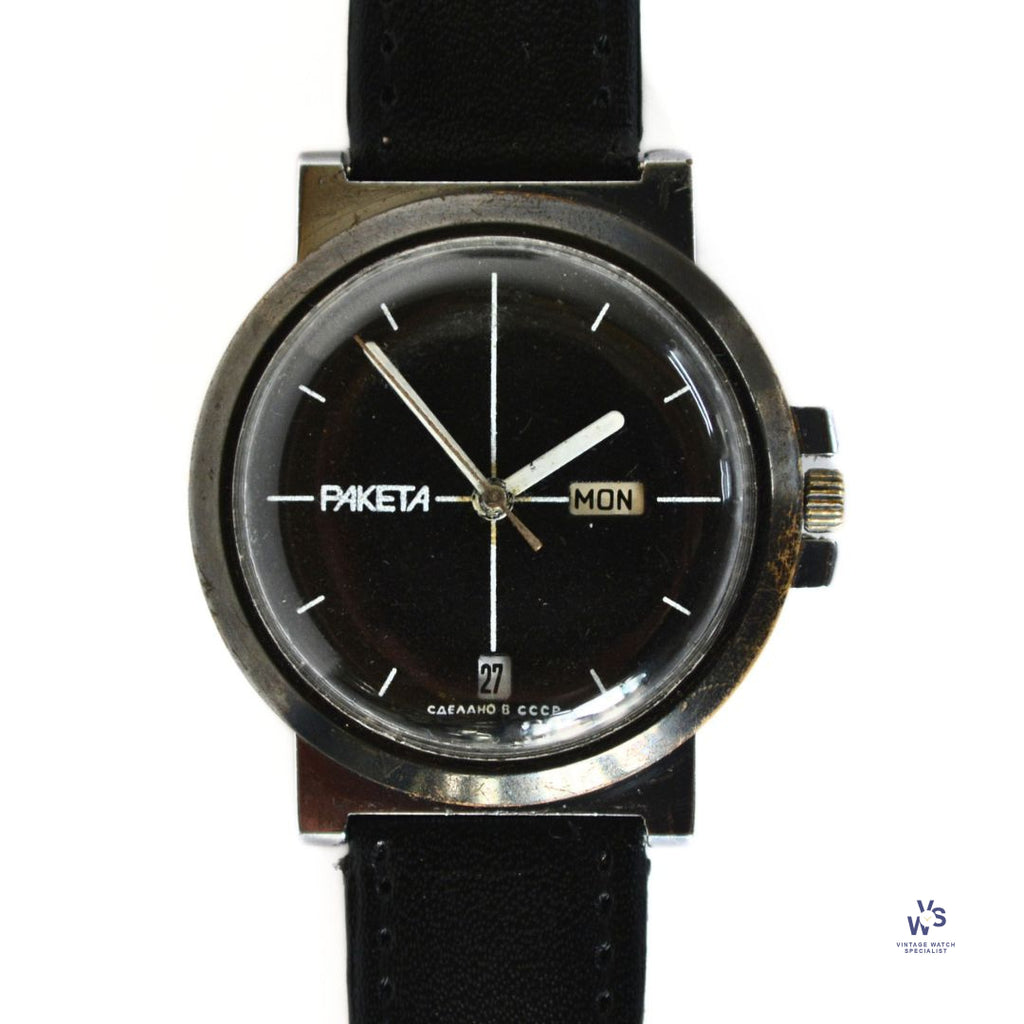 Raketa - DayDate - Vintage Soviet Made - Crosshair Dial - c.1980s - Vintage Watch Specialist