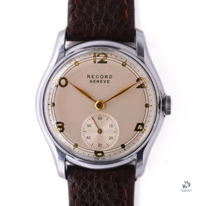 Record Geneve - Subsidiary Seconds Model Reference 1109 - 1 Gilt Dial Calibre 107 Vintage Watch Specialist