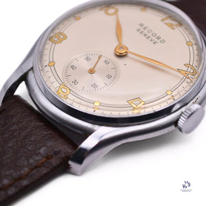 Record Geneve - Subsidiary Seconds Model Reference 1109 - 1 Gilt Dial Calibre 107 Vintage Watch Specialist