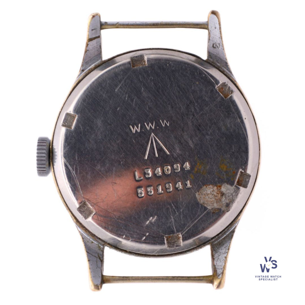 Record WWW - Military Dirty Dozen - Caseback Ref: WWW L 34094 - c.1945 - Vintage Watch Specialist