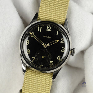 Recta DH German Military Issued Scrubbed Caseback Markings c.1940s Vintage Watch Specialist