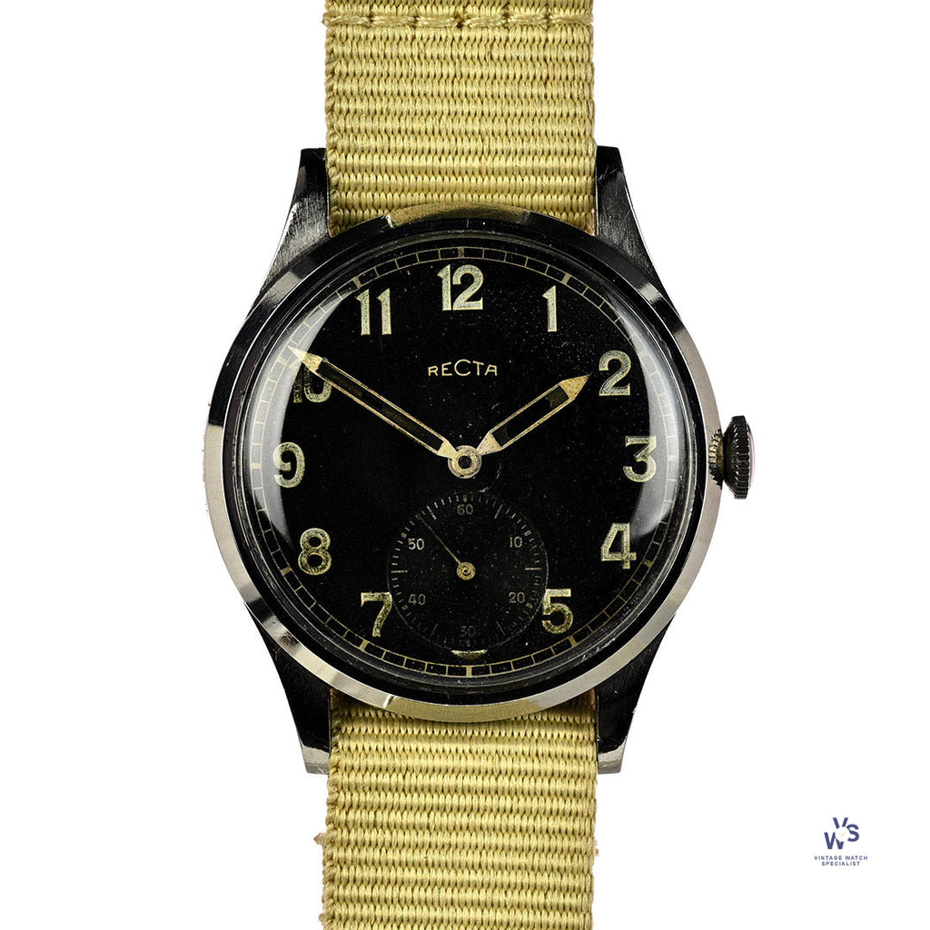 Recta DH German Military Issued Scrubbed Caseback Markings c.1940s Vintage Watch Specialist