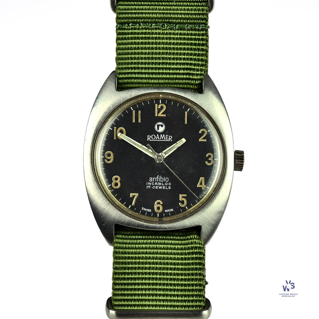 Roamer Anfibio - Model 520-1120.016 - Rhodesian Military Watch Issued circa. 1973-1976 - Vintage Watch Specialist