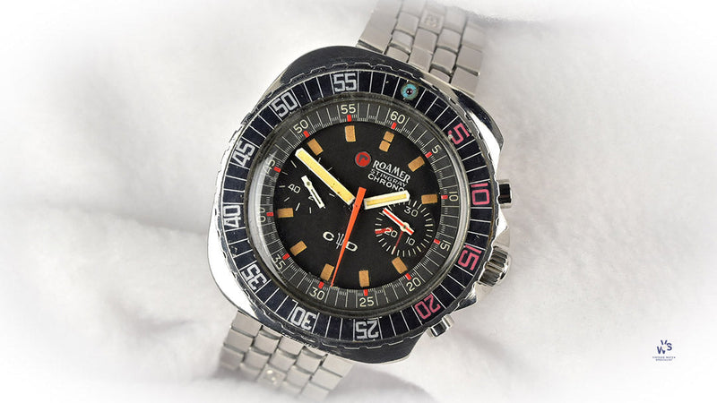 Roamer Stingray Chrono Diver - c.1970 Valjoux 23 Movement Vintage Watch Specialist
