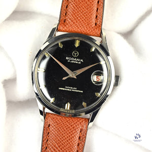 Rodania - 5500H Date - Black Gilt Dial - Calibre ETA 1093 - Incabloc - c.1950s - Vintage Watch Specialist