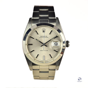 Rolex 6694 Date Precision - Silver Sunburst Dial - Box and Papers - 1986 - Vintage Watch Specialist