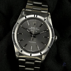 Rolex Air King Model Reference 14010 Bamboo Bezel Rare Grey Dial c.1995 Vintage Watch Specialist