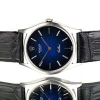 Rolex Cellini Reference 3804 18k White Gold Blue Dial c.1975 Mechanical Hand Wound Movement Vintage Watch Specialist