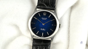 Rolex Cellini Reference 3804 18k White Gold Blue Dial c.1975 Mechanical Hand Wound Movement Vintage Watch Specialist