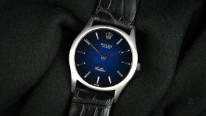 Rolex Cellini Reference 3804 18k White Gold Blue Dial c.1975 Mechanical Hand Wound Movement Vintage Watch Specialist