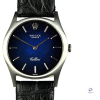 Rolex Cellini Reference 3804 18k White Gold Blue Dial c.1975 Mechanical Hand Wound Movement Vintage Watch Specialist