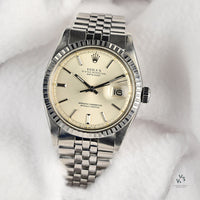 Rolex Datejust 36 - Silver Dial - Model Ref: 1603 - 1974 - Engine Turned Bezel - Vintage Watch Specialist