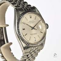 Rolex Datejust 36 - Silver Dial - Model Ref: 1603 - 1974 - Engine Turned Bezel - Vintage Watch Specialist
