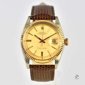 Rolex Datejust - Rare ’Doorstop’ Dial Reference 1601 Rose/Pink Gold and Steel c.1964 Vintage Watch Specialist
