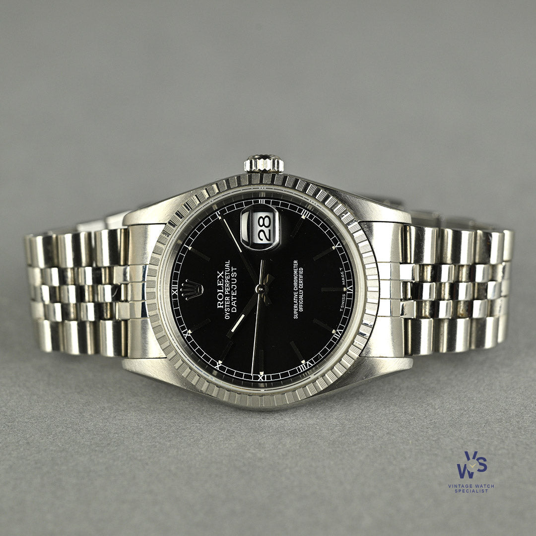 Rolex Datejust Reference 16220 - Black Dial - Box and Papers