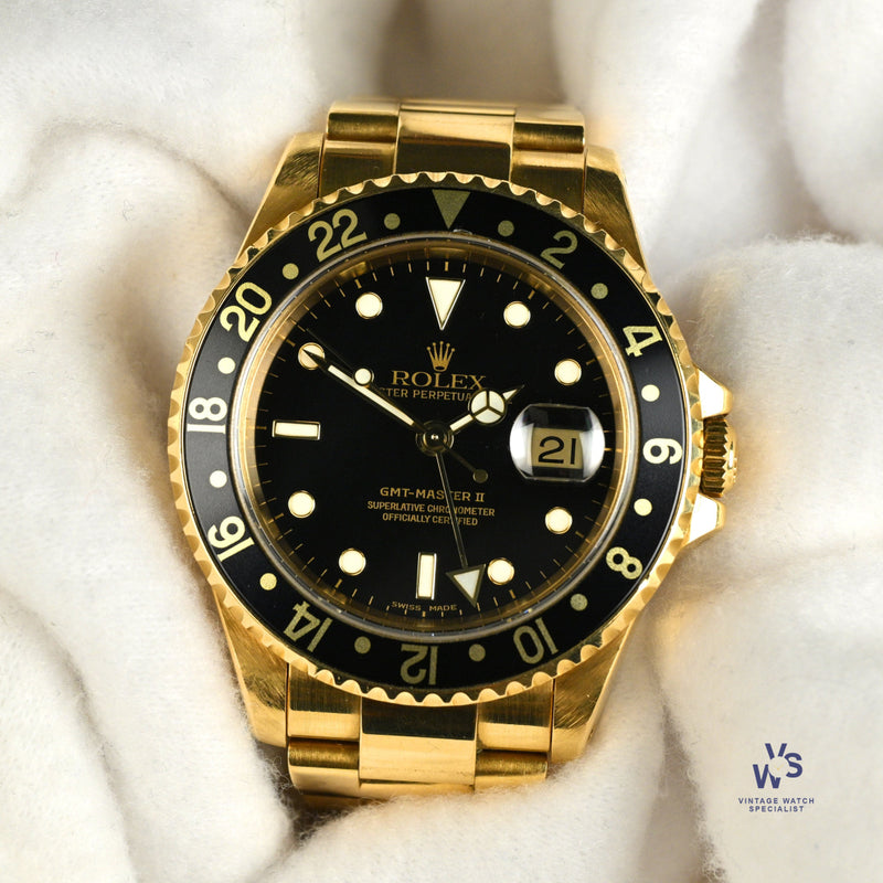 Rolex GMT Master II 18K Yellow Gold - Vintage Watch Specialist