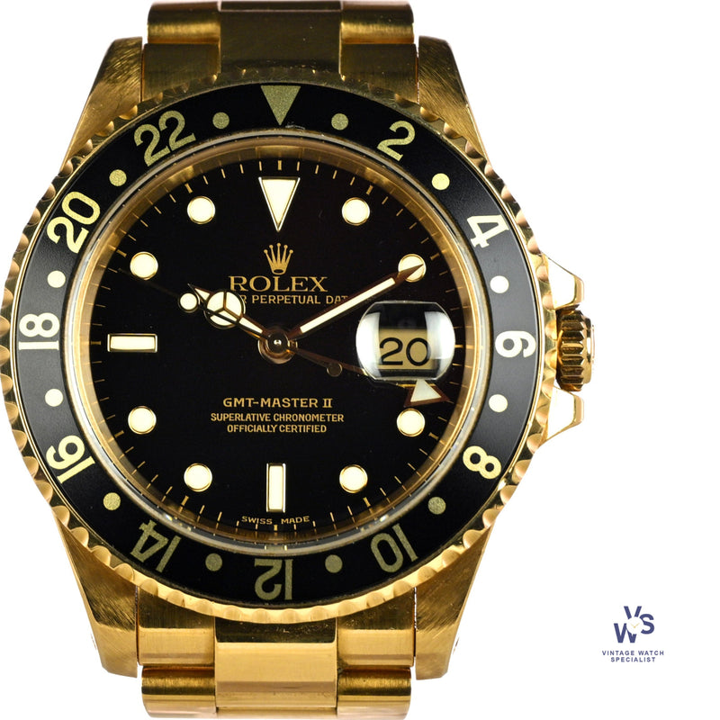 Rolex GMT Master II 18K Yellow Gold - Vintage Watch Specialist