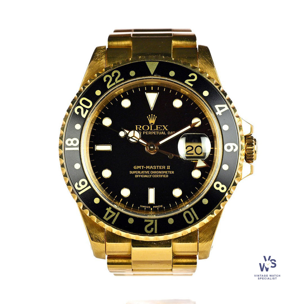 Rolex GMT Master II 18K Yellow Gold - Vintage Watch Specialist